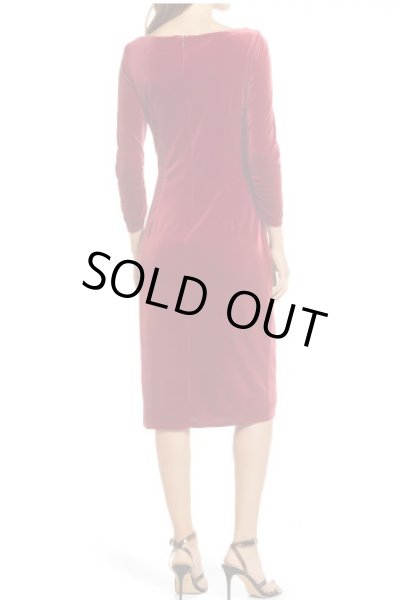 画像2: Tadashi Shoji  タダシショージ    CRISPIN ドレープベルベットドレス レッド (2)