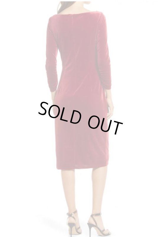 画像2: Tadashi Shoji  タダシショージ    CRISPIN ドレープベルベットドレス　レッド (2)