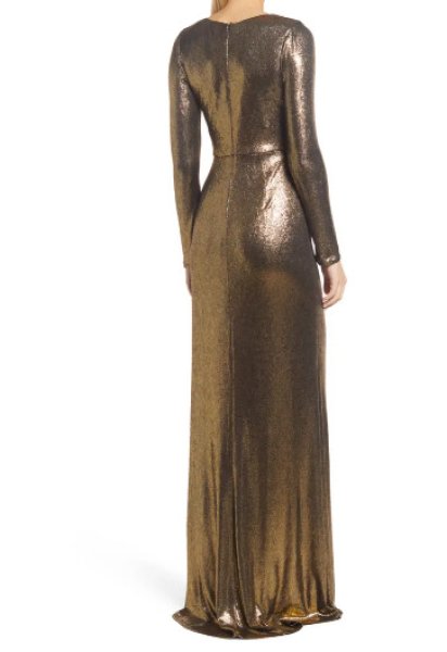 画像2: 【ドラマ使用】Tadashi Shoji  タダシショージ  IMANIE  ドレープラメロングドレス ブロンズ (2)