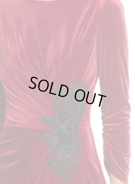 画像3: Tadashi Shoji  タダシショージ    CRISPIN ドレープベルベットドレス レッド (3)