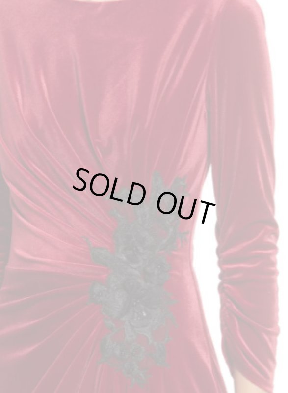 画像3: Tadashi Shoji  タダシショージ    CRISPIN ドレープベルベットドレス　レッド (3)