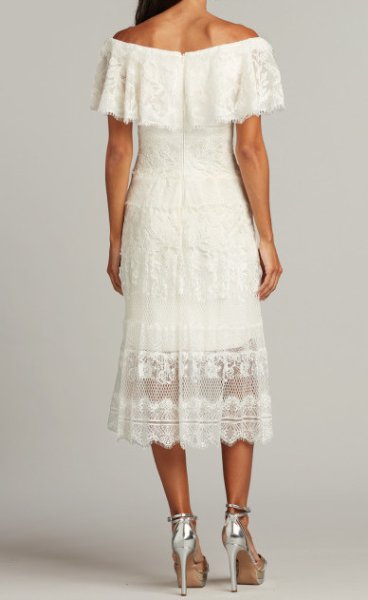 画像2: 限定セール!Tadashi Shoji タダシショージ SAWYER OFF-THE-SHOULDER DRESSS ホワイト系 (2)