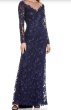 画像1: セール！【アンミカさん着用】Tadashi Shoji タダシショージ   MADLEN EMBROIDERED TULLE GOWN　ネイビー (1)