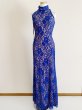 画像3: セール！Tadashi Shoji タダシショージ　Sleeveless Velvet Floral Lace Gown　ブルー系 (3)