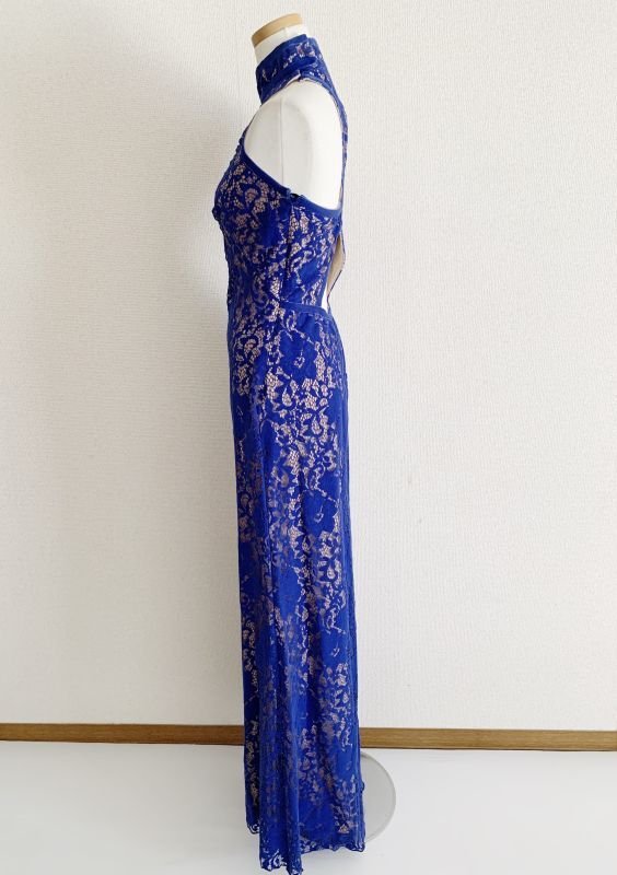 画像4: セール！Tadashi Shoji タダシショージ　Sage Velvet Floral Lace Gown　ブルー系 (4)