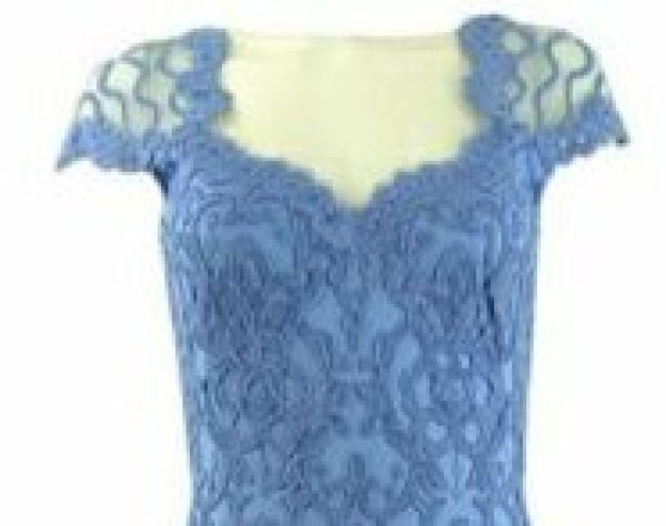 画像4: セール!Tadashi Shoji  タダシショージ   Embroidered Lace Evening Gown ブルー系 (4)