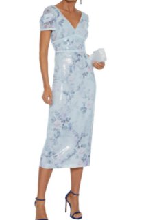 国内発| MARCHESA NOTTE コールドショルダー お花装飾ドレス Marchesa Notte マルケッサノッテ コールドショルダー花柄ドレス