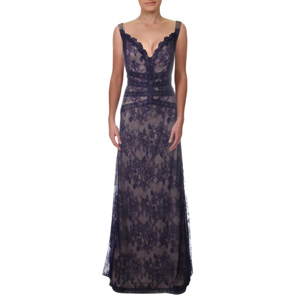 画像3: セール！Tadashi Shoji タダシショージ  Sleeveless Lace A-Line Gown パープル、ブルー系 (3)