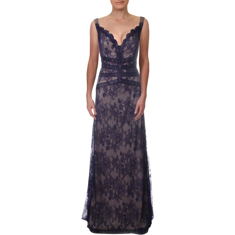 画像3: セール！Tadashi Shoji タダシショージ  Sleeveless Lace A-Line Gown パープル、ブルー系 (3)