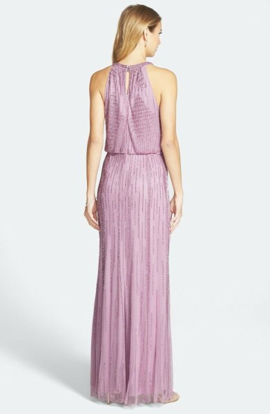 画像2: 【プレバトに衣装提供Adrianna Papell アドリアナパペル  Halter Beaded Blouson Gown (2)