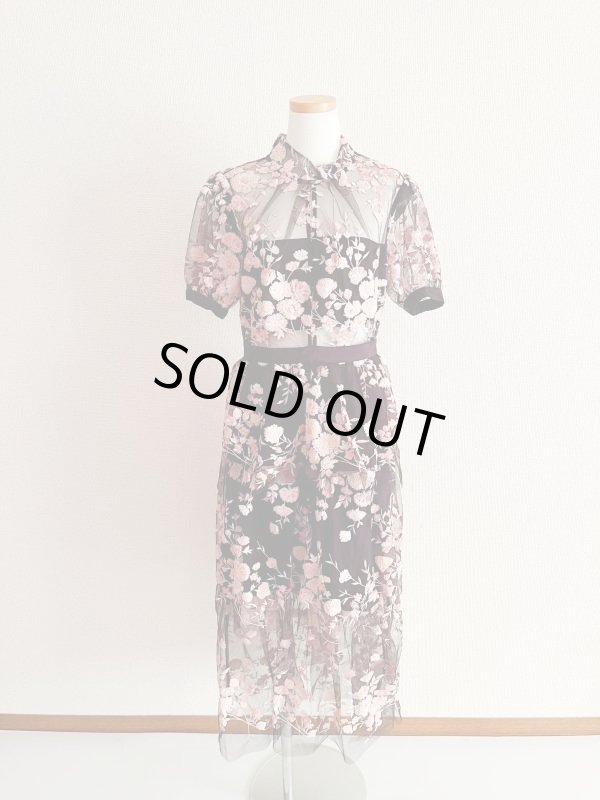 画像5: Self Portrait　セルフポートレート　Short Sleeve Floral Mesh Midi Dress (5)