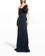 画像1: Tadashi Shoji タダシショージ　RIVERA STRAPLESS CREPE GOWN  ネイビー (1)