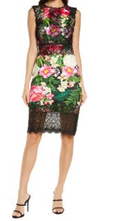 Tadashi Shoji 花柄シフォンドレス TADASHI SHOJI - 美品【タダシショージ】シフォン 花レース 星