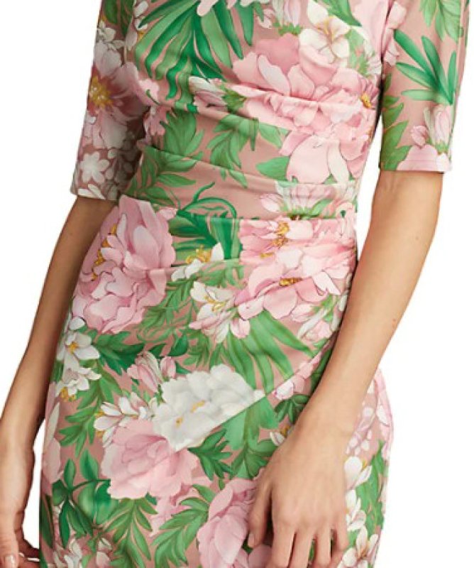 画像3: 【アンミカさん着用】Tadashi Shoji タダシショージ  Avil Floral Cocktail Dress　グリーン、ピンク系 (3)