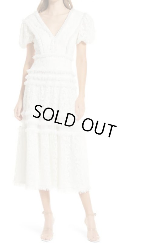 画像1: セール！Tadashi Shoji タダシショージ  PAIK LACE MIDI DRESS  ホワイト系 (1)