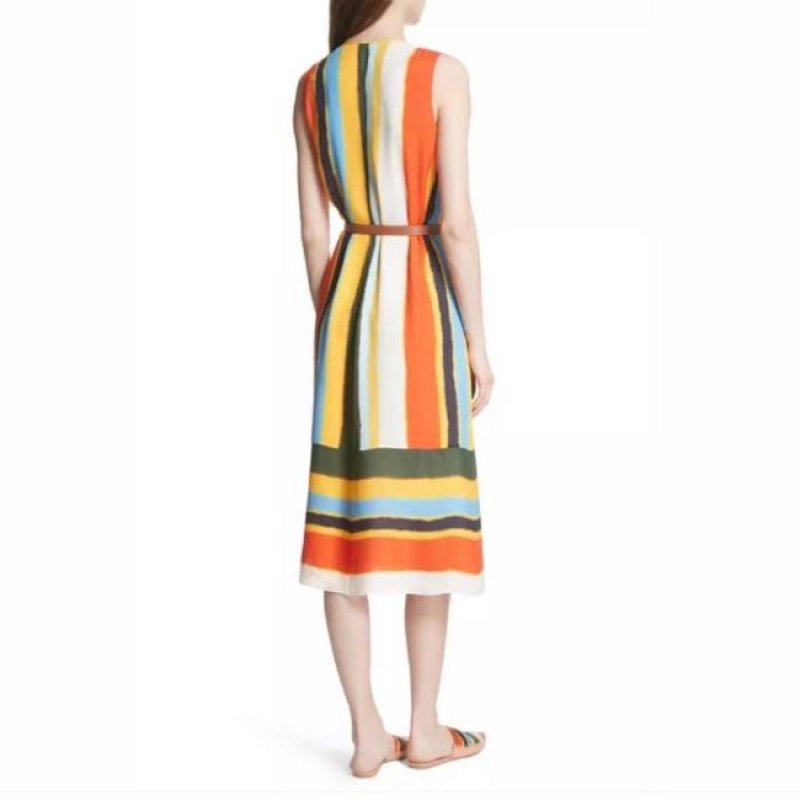 画像4: セール！Tory Burch トリーバーチ　 Bettina ベルト付きストライプドレス (4)