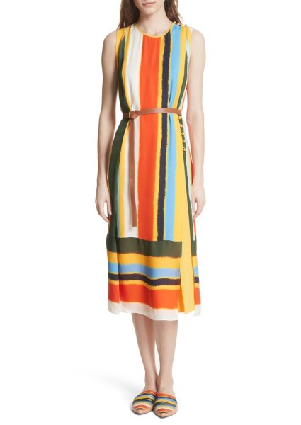 画像2: セール！Tory Burch トリーバーチ　 Bettina ベルト付きストライプドレス (2)