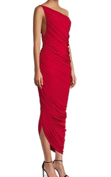 画像2: 【サラジェシカパーカー、Carrie Inaba着用】Norma Kamali ノーマカマリ Diana ワンショルダーGown レッド (2)