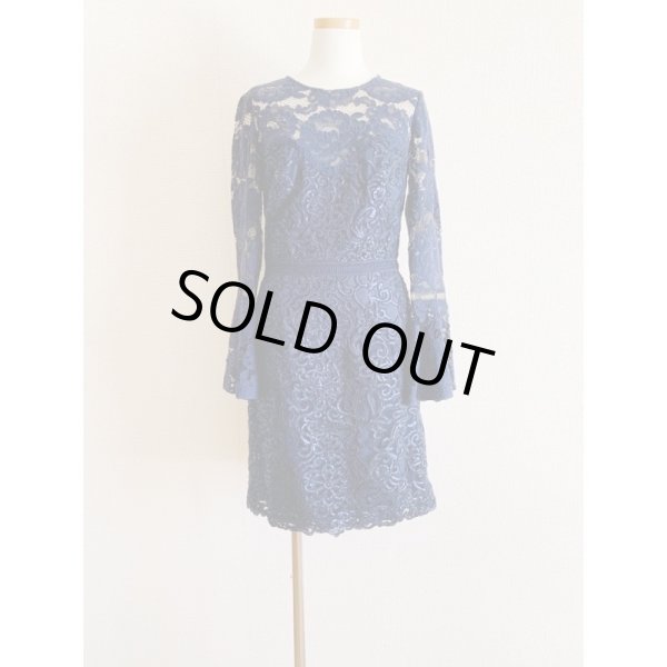 画像3: 1点のみ即発!Tadashi Shoji タダシショージ   Sequined Embroidered Cocktail Dress ネイビー系 (3)