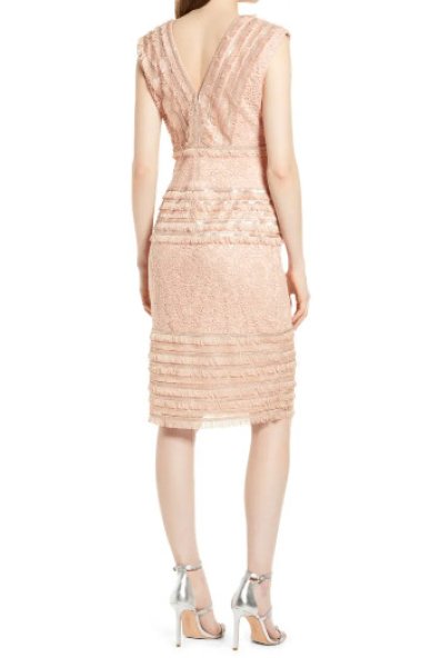 画像2: Tadashi Shoji タダシショージ    STERNE  レース&フリンジドレス ピンク系 (2)