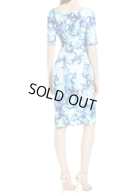 画像2: Tadashi Shoji タダシショージ  MACKE FLORAL COCKTAIL DRESS　ブルー系 (2)