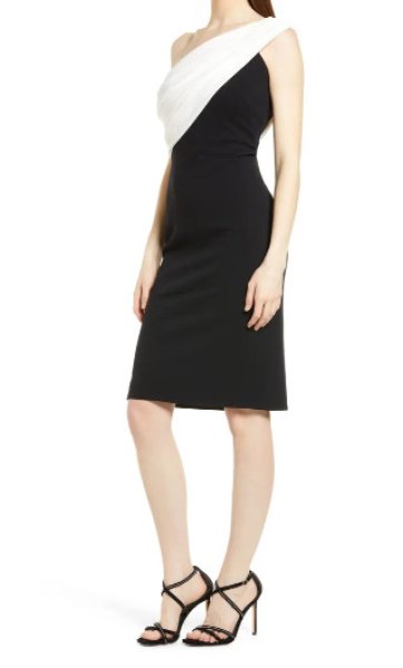 画像3: Tadashi Shoji タダシショージ  SADIE  ワンショルダードレス  ブラック、ホワイト (3)