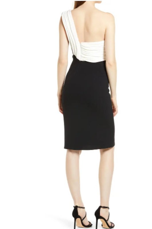 画像2: Tadashi Shoji タダシショージ  SADIE  ワンショルダードレス　 ブラック、ホワイト (2)