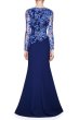 画像2: 即発！ Tadashi Shoji  パーティードレス　 Embroidered Formal Evening Gown ネイビー系 (2)