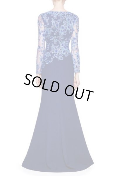 画像2: 即発! Tadashi Shoji  パーティードレス  Embroidered Formal Evening Gown ネイビー系 (2)