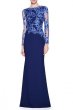 画像1: 即発！ Tadashi Shoji  パーティードレス　 Embroidered Formal Evening Gown ネイビー系 (1)