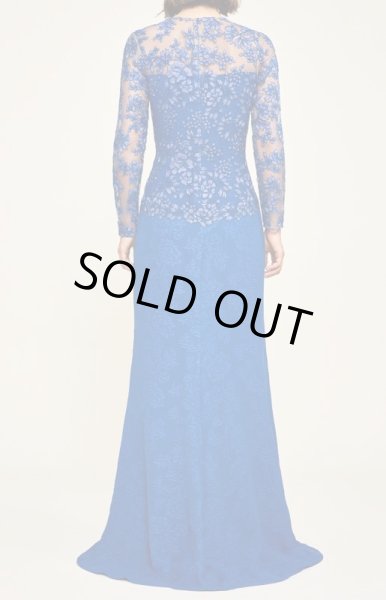 画像2:  Tadashi Shoji  タダシショージ　kalinda  EMBROIDERED JACQUARD GOWN ブルー系 (2)