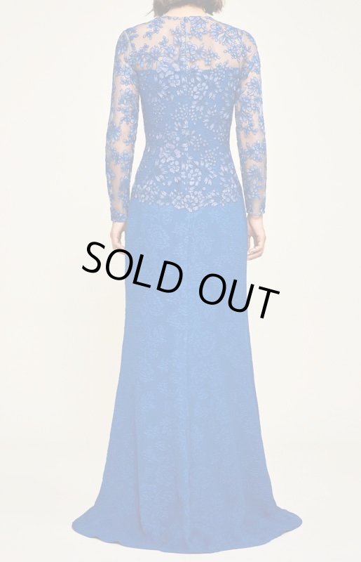画像2:  Tadashi Shoji  タダシショージ　kalinda  EMBROIDERED JACQUARD GOWN ブルー系 (2)