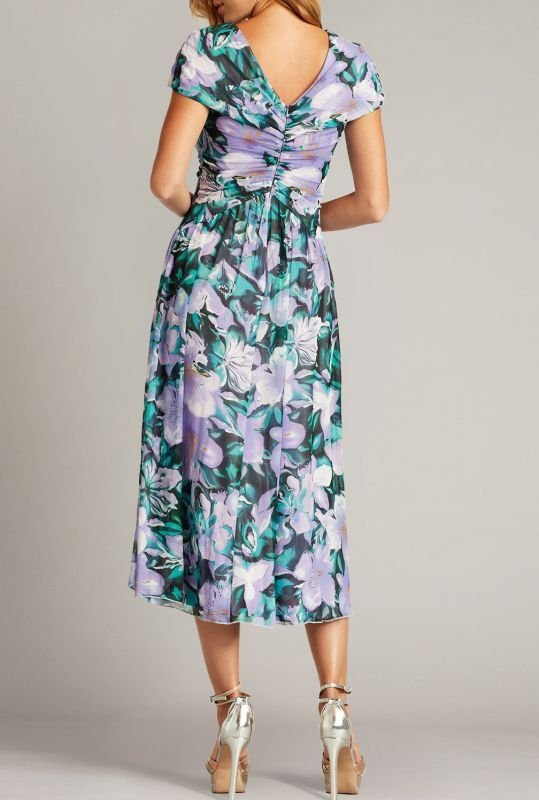 画像2: Tadashi Shoji タダシショージ  EDITH  花柄プリントドレス　ブルー、パープル系  42301 (2)