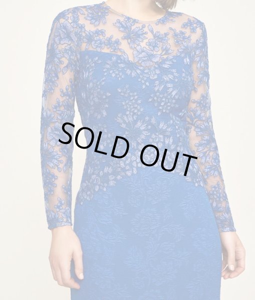 画像3:  Tadashi Shoji  タダシショージ　kalinda  EMBROIDERED JACQUARD GOWN ブルー系 (3)