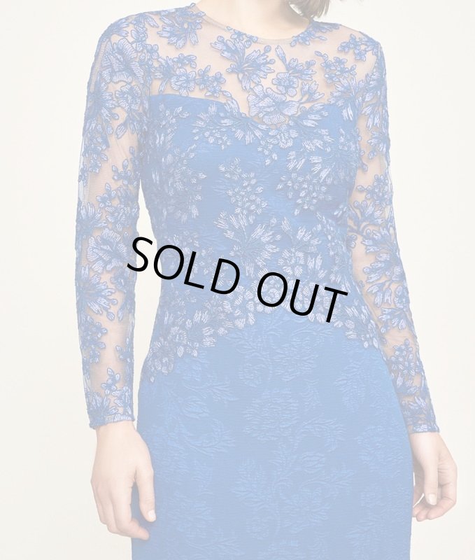 画像3:  Tadashi Shoji  タダシショージ　kalinda  EMBROIDERED JACQUARD GOWN ブルー系 (3)