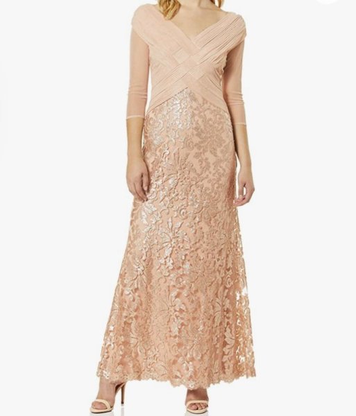画像2: Tadashi Shoji     Sequin Lace Gown ピンク系 (2)