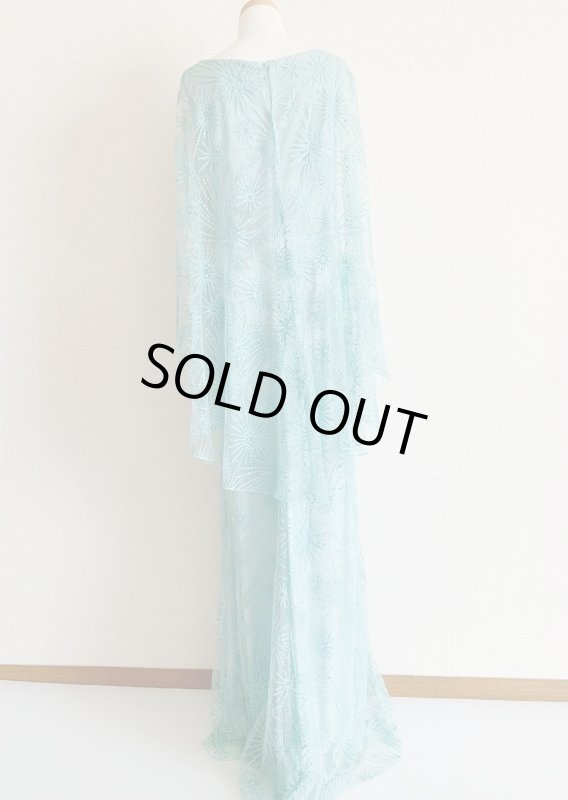 画像6: 再販売！【長澤まさみさん、高島礼子さん着用】Tadashi Shoji タダシショージ　Embroidered Cape Gown　ブルー系  61201 (6)