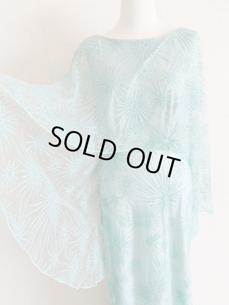 画像7: 再販売!【長澤まさみさん、高島礼子さん着用】Tadashi Shoji タダシショージ Embroidered Cape Gown ブルー系  61201 (7)