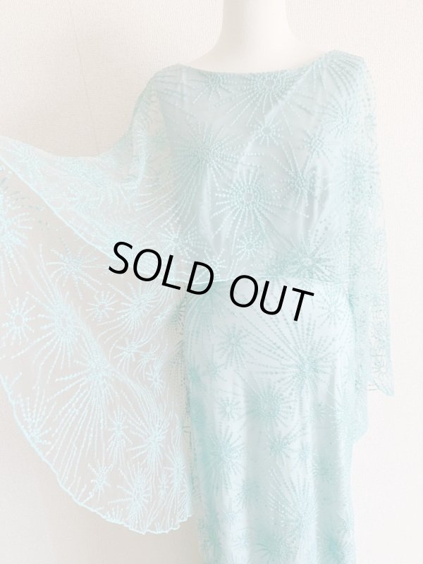 画像7: 再販売！【長澤まさみさん、高島礼子さん着用】Tadashi Shoji タダシショージ　Embroidered Cape Gown　ブルー系  61201 (7)