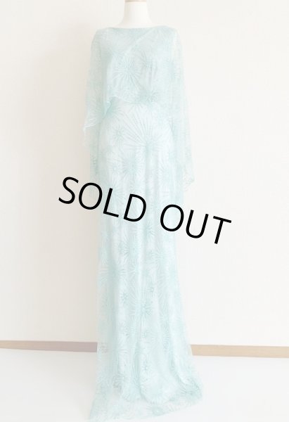 画像5: 再販売!【長澤まさみさん、高島礼子さん着用】Tadashi Shoji タダシショージ Embroidered Cape Gown ブルー系  61201 (5)