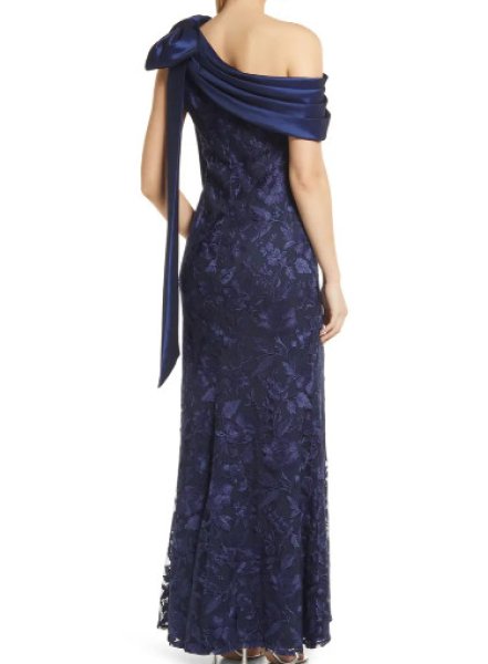 画像2: Tadashi Shoji タダシショージ   HAMOND DRAPED ONE-SHOULDER GOWN ネイビー (2)