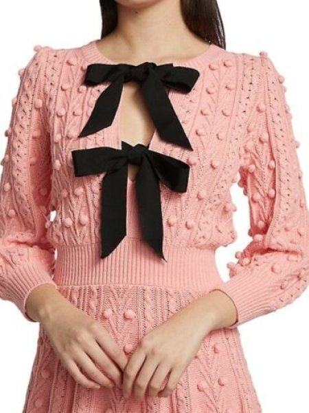 画像3: 【Amanda Kloots愛用】Alice + Olivia アリスアンドオリビア　 Kitty Bow Front Sweater Dress ピンク  10134 (3)