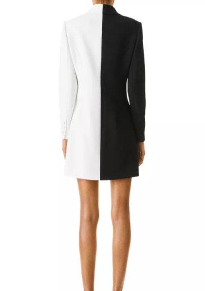 画像2: 【Emeraude Toubia、Amanda Kloots愛用】Alice + Olivia アリスアンドオリビア  Kyrie カラーブロックタキシードミニドレス  11121 (2)