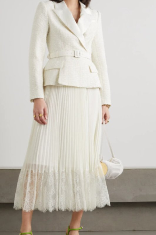 画像1: 【キャサリン妃、イヴァンカトランプ愛用】Self Portrait　セルフポートレート  boucle layered pleated dress  09141 (1)