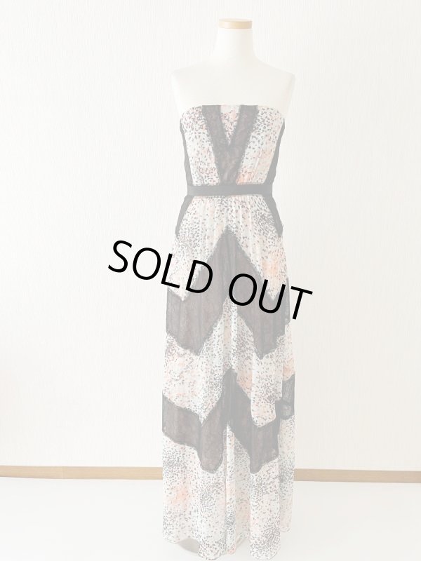 画像6: 1点のみ即発！【釈由美子さん、福井セリナさん、綺咲愛里さんに衣装提供】BCBGMAXAZRIA　　Elle Print and Lace Blocked Halter Dress  09121 (6)