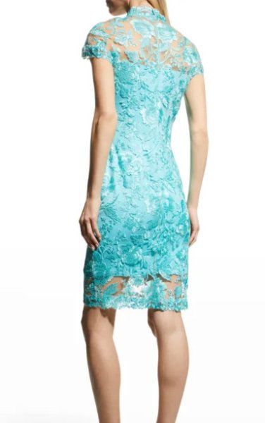 画像2: セール!Tadashi Shoji タダシショージ  ANKUR KEYHOLE EMBROIDERED DRESS  ブルー系 (2)
