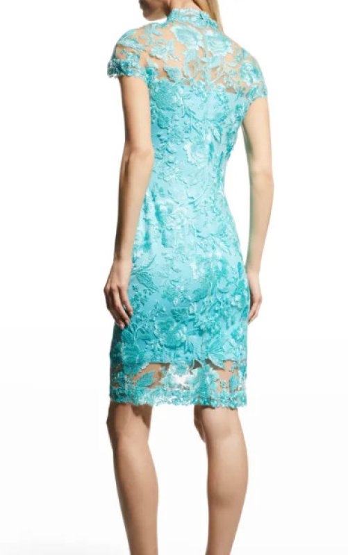 画像2: セール！Tadashi Shoji タダシショージ  ANKUR KEYHOLE EMBROIDERED DRESS  ブルー系 (2)