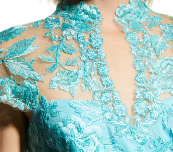 画像3: セール!Tadashi Shoji タダシショージ  ANKUR KEYHOLE EMBROIDERED DRESS  ブルー系 (3)