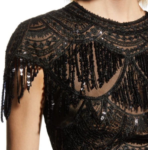 画像3: 【水卜麻美アナ着用】Tadashi Shoji タダシショージ    LORENE スパンコールフリンジドレス ブラック (3)