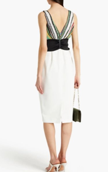 画像2: 【ドラマ使用】Badgley Mischka  Striped Bodice Bow Cocktail Dress (2)
